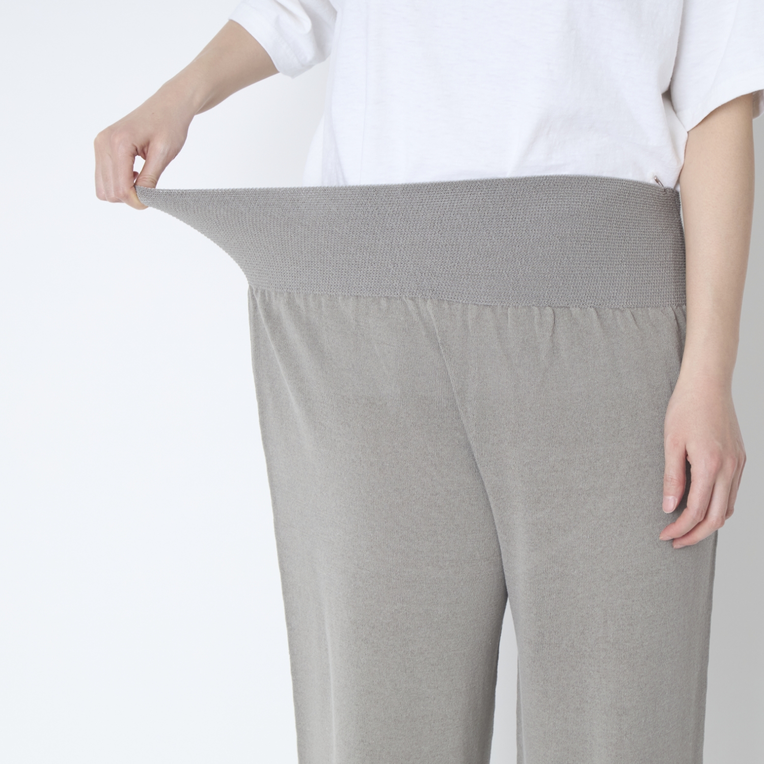 SAIFUKU/のびるニットパンツ ワイドタイプ　綿麻